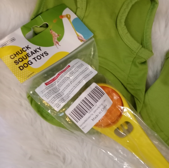 2 Pcs Easter Bunny Dog/Cat Outfit Includes FREE Dental Squeaky Fetch Anxiety Toy - Picture 5 of 16